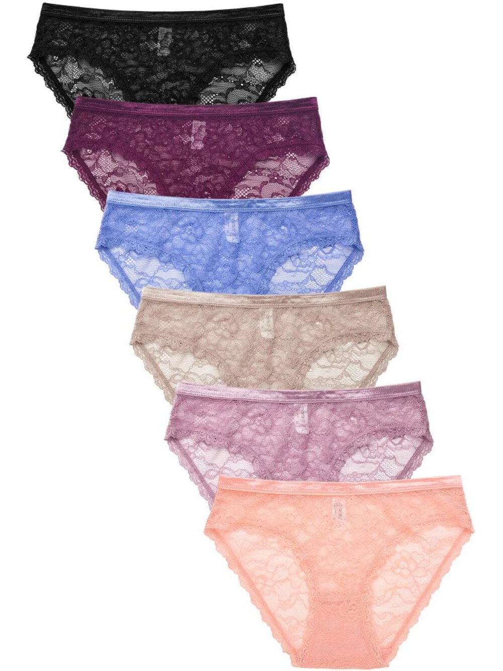 $10 SALE PACK OF 6 Women's Allover Lace Solid Bikini Panty (LP9451LK)